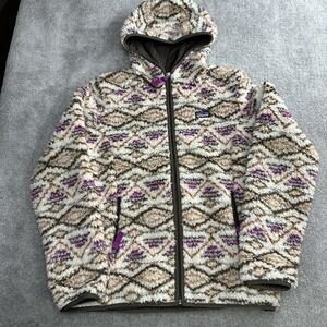 Patagonia Retro X Deep Pile Fleece Red  Zip Up Hoodie Jacket Women's XL Aztec